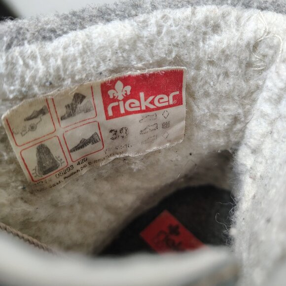 Rieker Boots Women's Size 39 Blue Sherpa Lace Up Zip Chunky Heel Snow Ankle - Picture 5 of 13